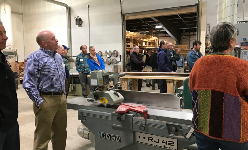 Woodworkers take a tour of the Treehouse Hardwoods mill and shop