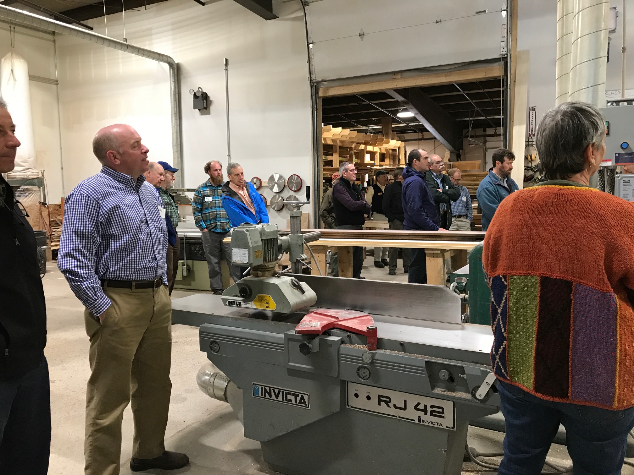 Woodworkers take a tour of the Treehouse Hardwoods mill and shop