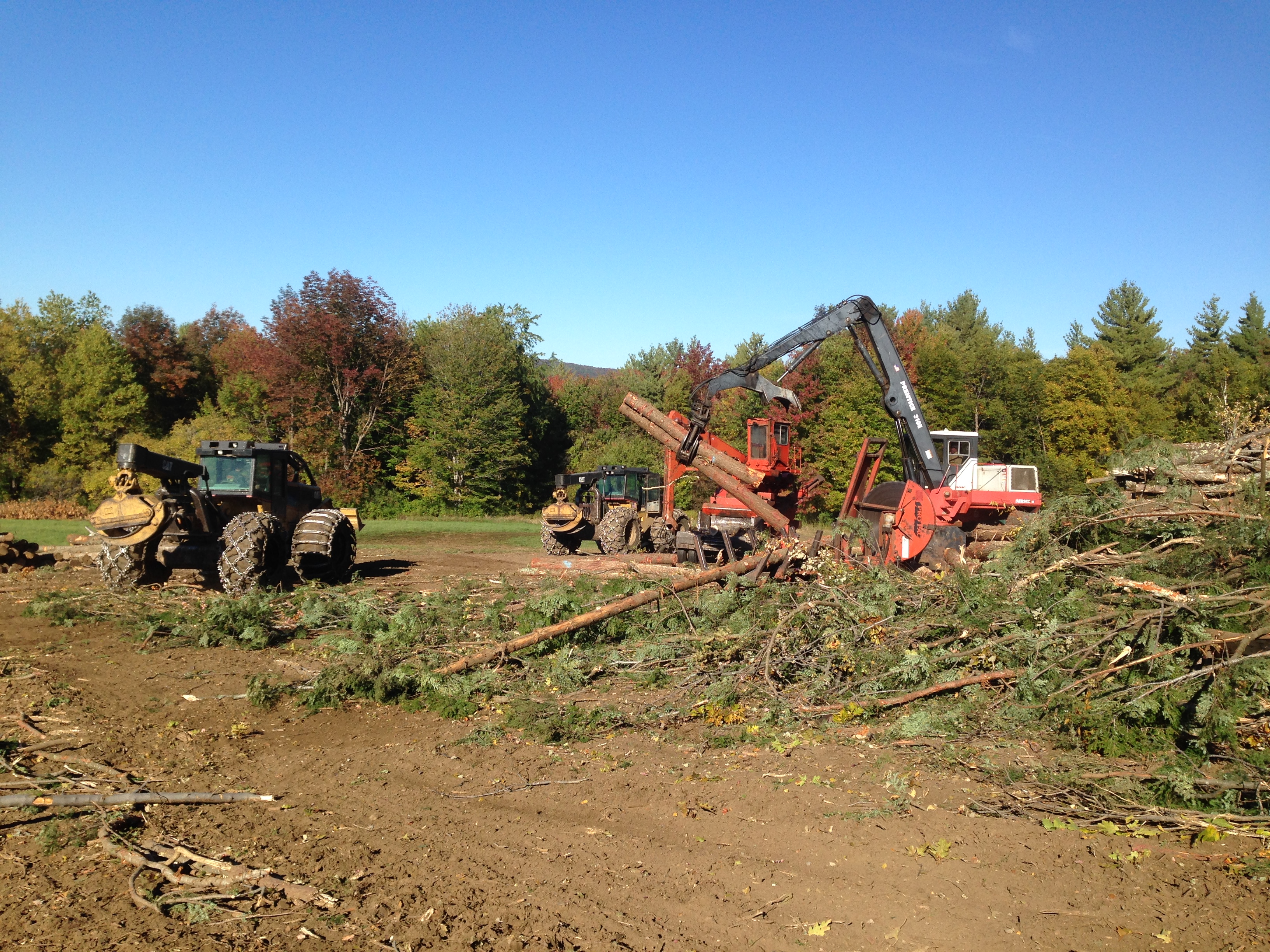 Harvesting equipment on an active logging job